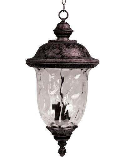 Maxim Lighting 12 1/2" 3-Light Outdoor Hanging Lan in Oriental Bronze with Water Glass