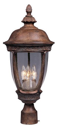 Maxim Lighting 10" 3-Light Outdoor Pole/Post Lantern in Sienna with Seedy Glass