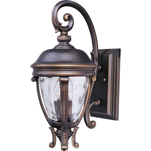 Maxim Lighting 8 1/2" 2-Light Outdoor Wall Lantern in Golden Bronze with Water Glass