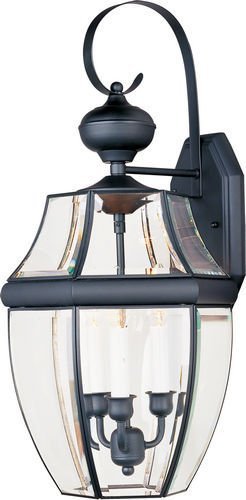 Maxim Lighting 12" 3-Light Outdoor Wall Lantern in Black with Clear Glass