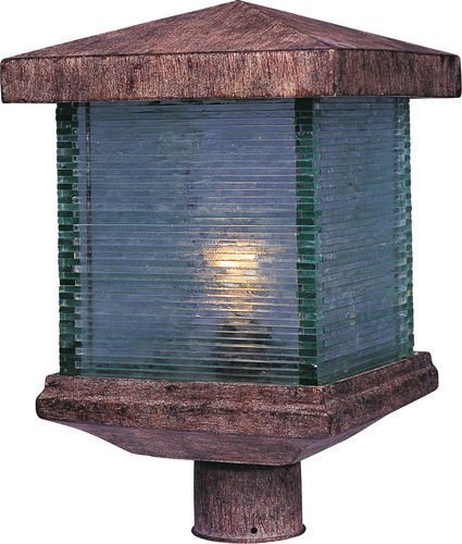 Maxim Lighting 10" 1-Light Outdoor Pole/Post Lantern in Earth Tone with Clear Glass