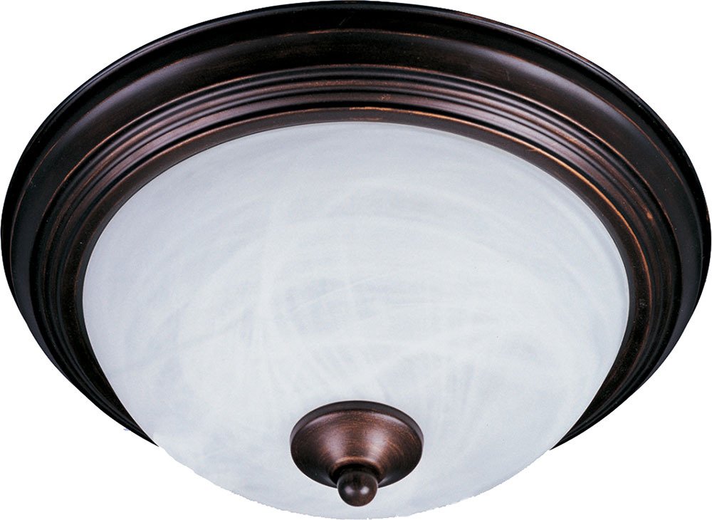 Maxim Lighting Essentials 2-Light Flush Mount in Oil Rubbed Bronze with Marble Glass