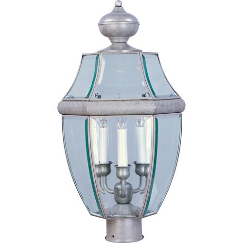 Maxim Lighting 12" 3-Light Outdoor Pole/Post Lantern in Pewter with Clear Glass