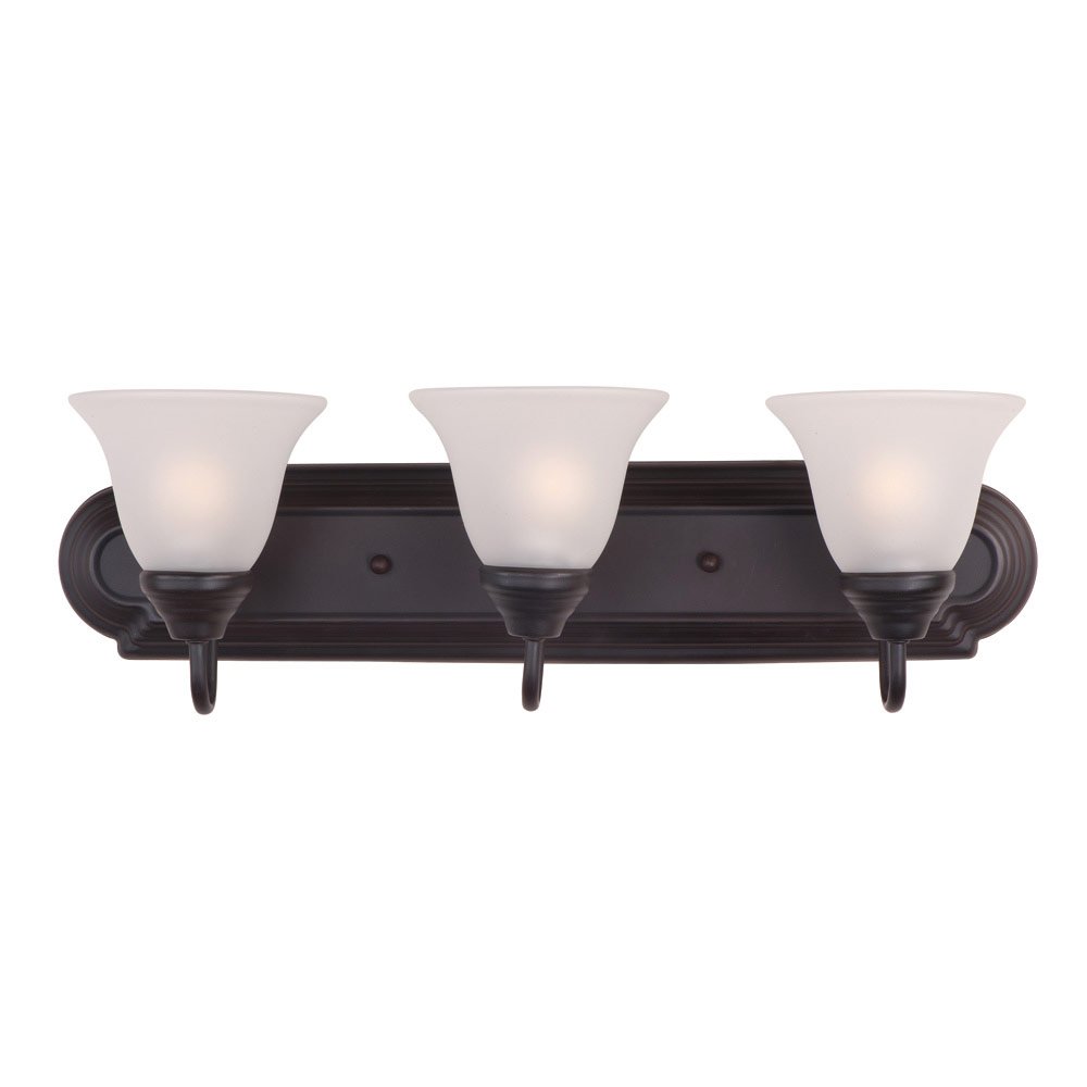 Maxim Lighting Triple Bath Vanity in Oil Rubbed Bronze with Frosted Glass