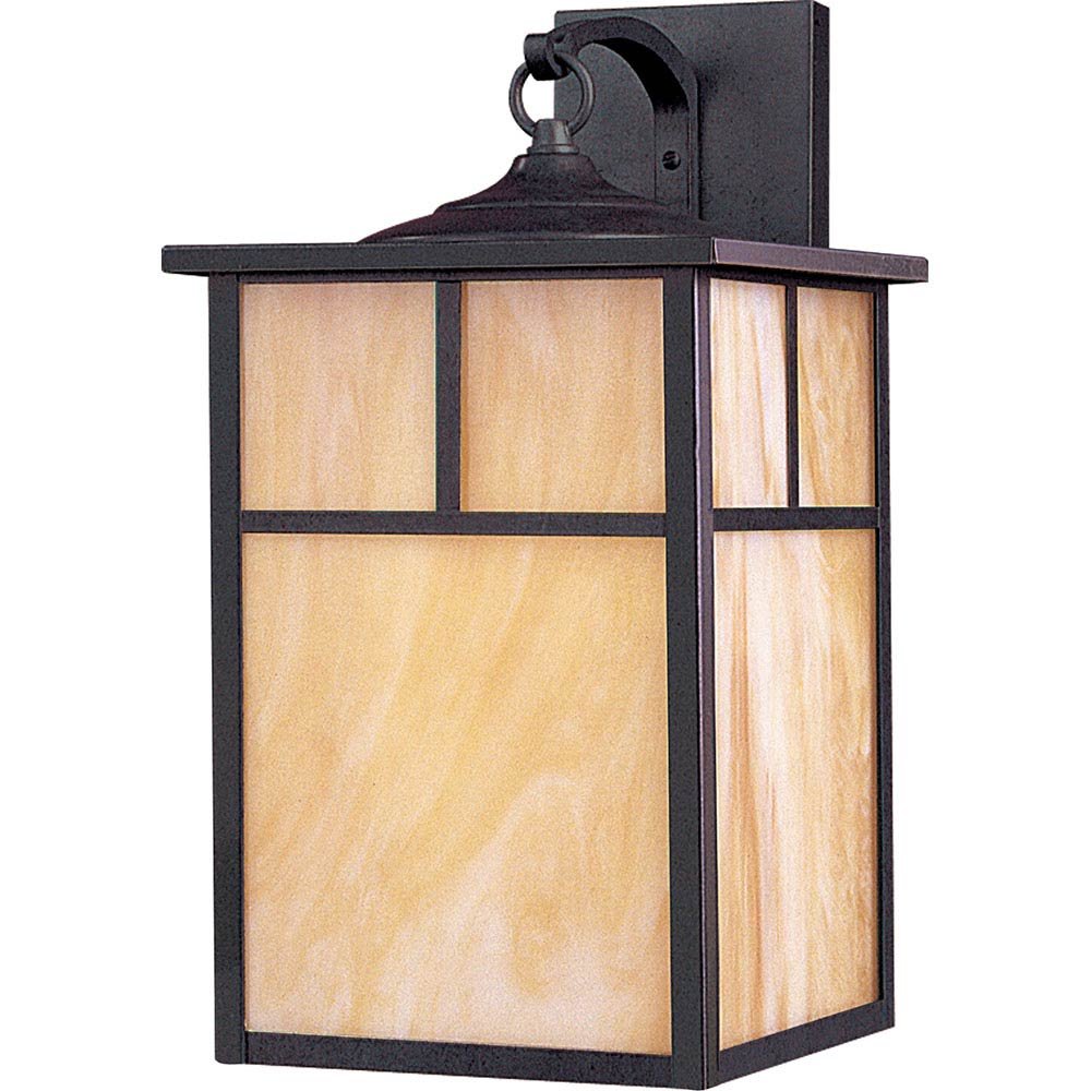 Maxim Lighting Energy Efficient Outdoor Wall Lantern in Burnished with Honey Glass