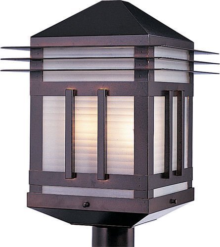 Maxim Lighting 12" 2-Light Outdoor Pole/Post Lantern in Burnished with Prairie Rib Frost Glass