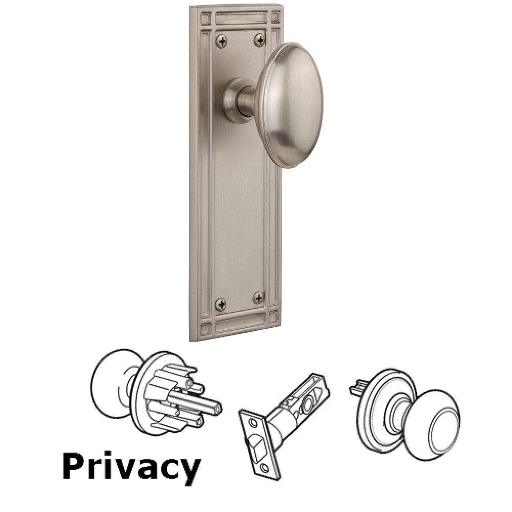 Nostalgic Warehouse Privacy Mission Plate with Homestead Knob in Satin Nickel