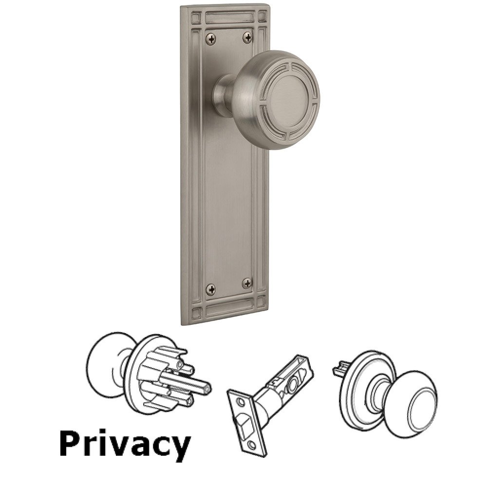 Nostalgic Warehouse Privacy Mission Plate with Mission Knob in Satin Nickel