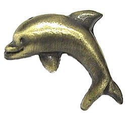 Novelty Hardware Bottle Nosed Dolphin Knob in Antique Brass
