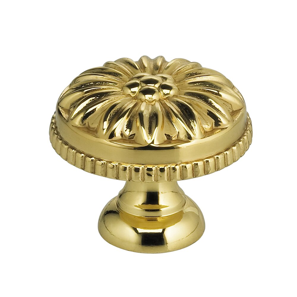 Omnia Hardware 1 3/8" Flower Knob in Polished Brass Lacquered