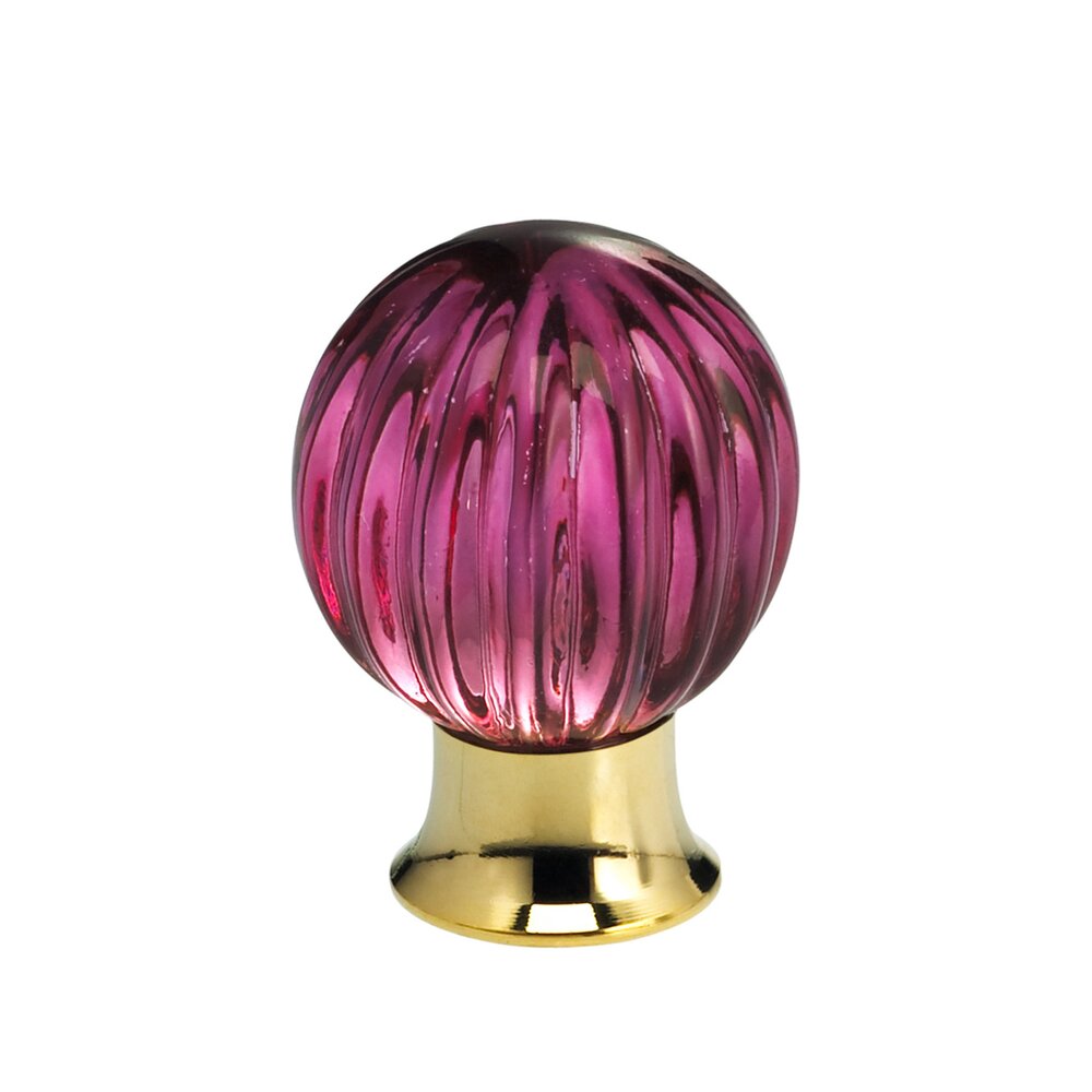 Omnia Hardware 25mm Clear Rose Colored Glass Globe Knob with Polished Brass Base