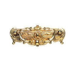 Omnia Hardware Carved Bail Pull Polished Brass Lacquered