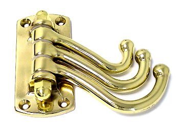 Omnia Hardware Triple Bead Hook in Polished Brass Lacquered