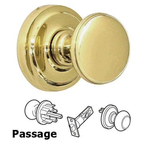 Omnia Hardware Passage Latchset Classic 2" Half Round Knob with Radial Rosette in Polished Brass Lacquered