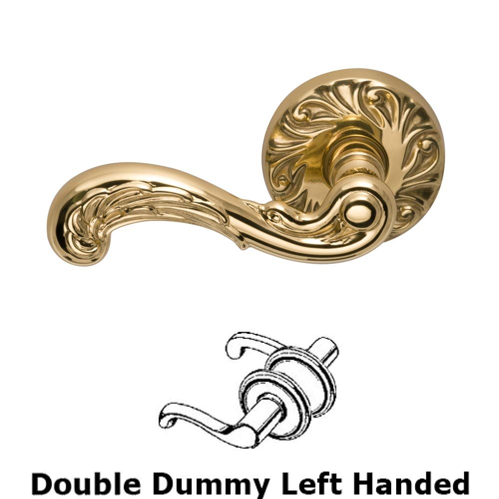 Omnia Hardware Double Dummy Carved Wave Left Handed Lever with Carved Rosette in Polished Brass Lacquered