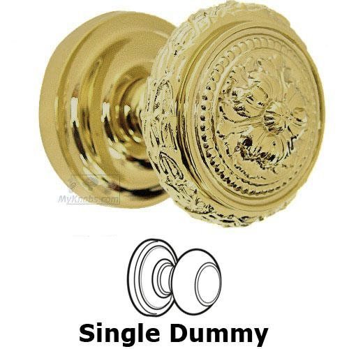 Omnia Hardware Single Dummy Ornate Floral Edge Knob with Beaded Rosette in Max Brass