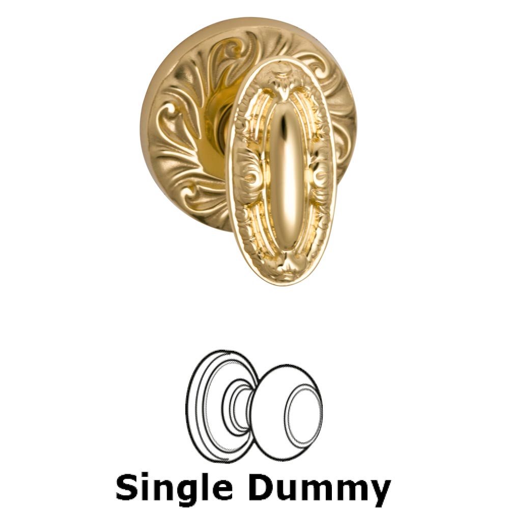 Omnia Hardware Single Dummy Ornate Carved Oval Knob with Carved Rosette in Polished Brass Lacquered