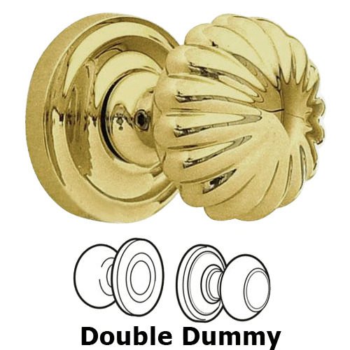 Omnia Hardware Double Dummy Set Classic 2 3/8" Melon Knob with Radial Rosette in Polished Brass Lacquered