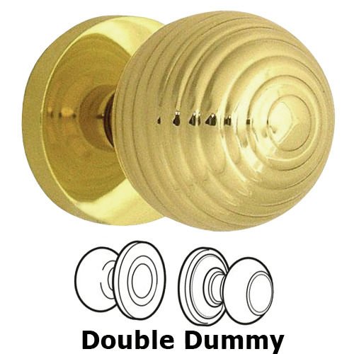 Omnia Hardware Double Dummy Set Modern 2 3/8" Astro Knob with Plain Rosette in Polished Brass Lacquered