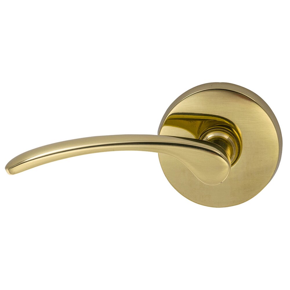 Omnia Hardware Double Dummy Astoria Left Handed Lever with Plain Rosette in Polished Brass Lacquered