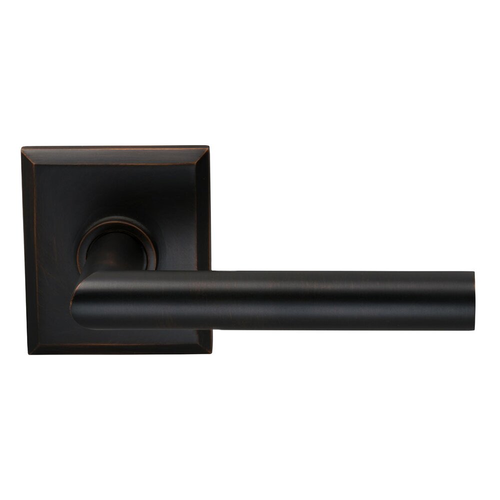 Omnia Hardware Passage Modern Lever with Rectangle Rose in Tuscan Bronze