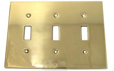 Omnia Hardware Modern Triple Toggle Switchplate in Polished Brass Lacquered