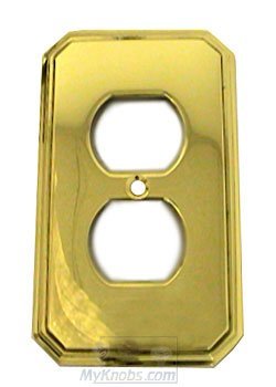 Omnia Hardware Traditional Duplex Receptacle Switchplate in Polished Brass Lacquered
