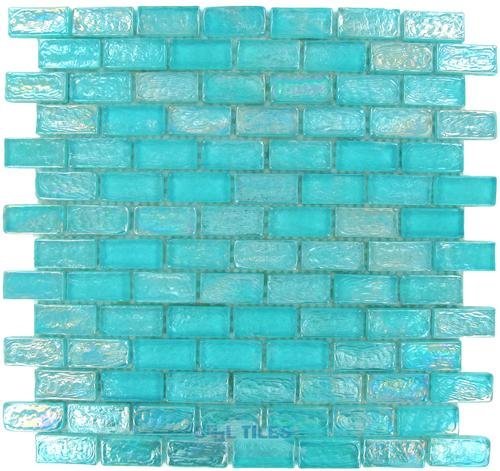 Onix Glass Tiles Iridescent Blue Bricks