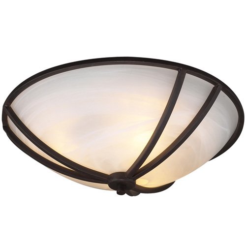 PLC Lighting 16" Flush Ceiling Light in Oil Rubbed Bronze with Marbleized Glass