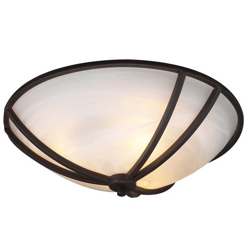 PLC Lighting CFL 21" Flush Ceiling Light in Oil Rubbed Bronze with Marbleized Glass