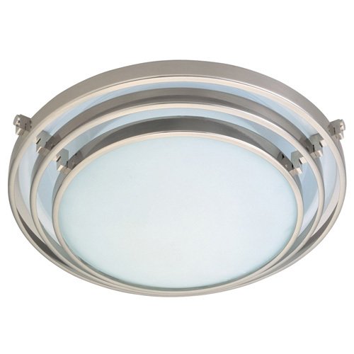 PLC Lighting 8" Flush Ceiling Light in Satin Nickel with Acid Frost Glass