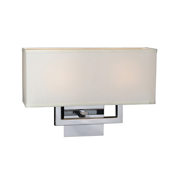PLC Lighting 16" Vanity Light Wall Light in Polished Chrome with Off White Fabric Shade