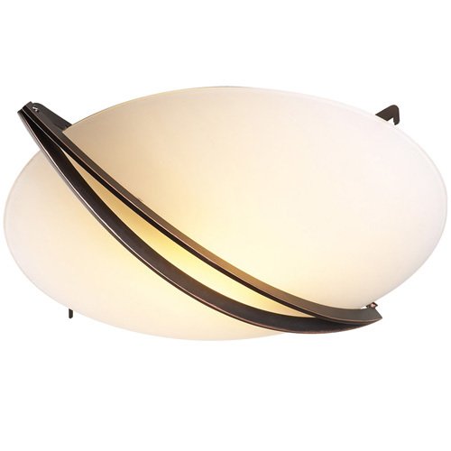 PLC Lighting CFL 16" Flush Ceiling Light in Oil Rubbed Bronze with Matte Opal Glass