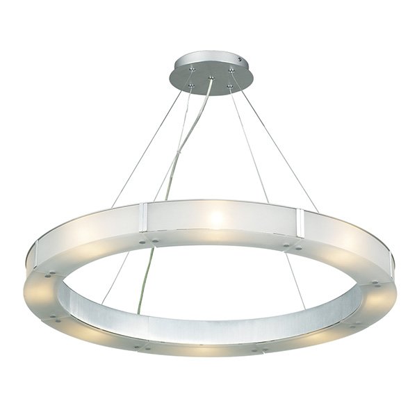 PLC Lighting (8 light) Chandelier in Aluminum with Frost Glass