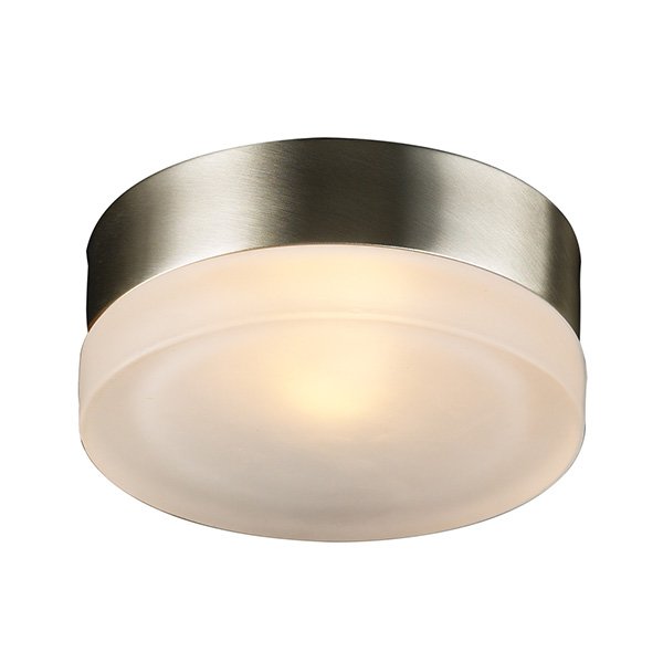 PLC Lighting 6" Flush Mount in Satin Nickel with Frost Glass