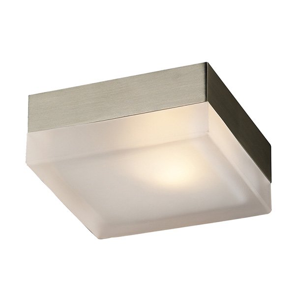 PLC Lighting 5" Flush Mount in Satin Nickel with Frost Glass