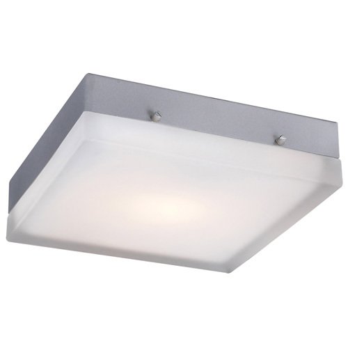 PLC Lighting CFL 9" Flush Ceiling Light in Satin Nickel with Frost Glass