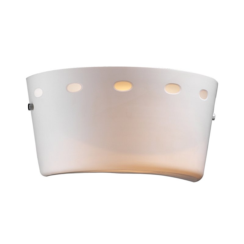 PLC Lighting 8 3/4" Wall Light with CFL Bulbs in Polished Chrome with Matte Opal Glass