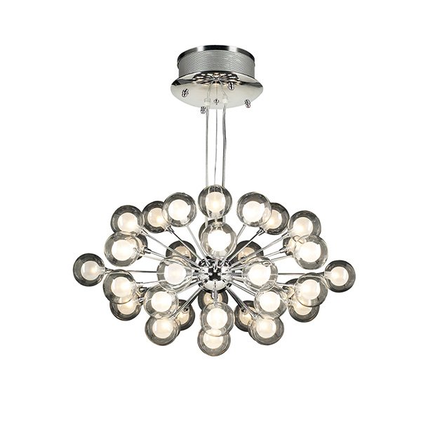 PLC Lighting Chandelier in Polished Chrome with Clear with Inner Frost Glass