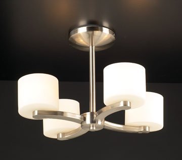 PLC Lighting Ceiling Light in Satin Nickel with Matte Opal Glass