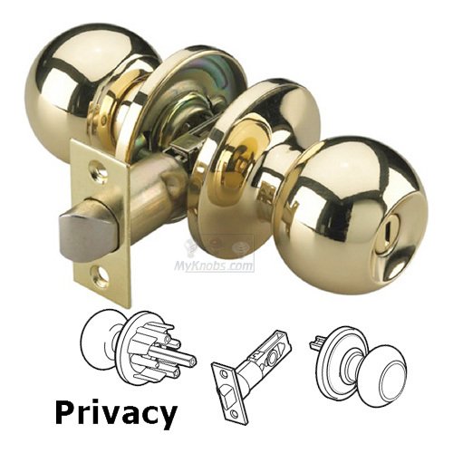 Richelieu Privacy Ball Door Knob with 4-Way Latch in Bright Brass
