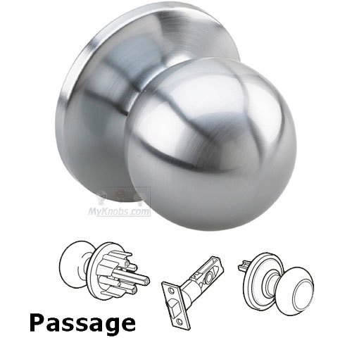 Richelieu Passage Ball Door Knob with 4-Way Latch in Satin Chrome