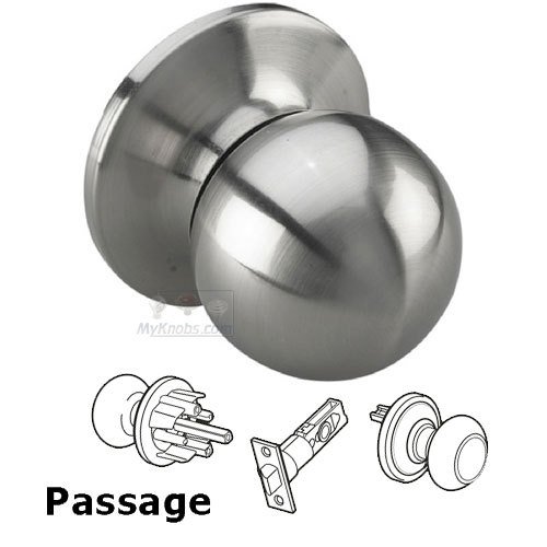 Richelieu Passage Ball Door Knob with 4-Way Latch in Satin Nickel