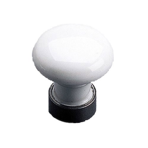 Richelieu Porcelain and Forged Iron 1 3/16" Diameter Round Knob in White and Natural Iron