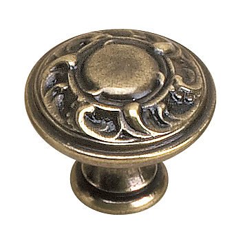 Richelieu Solid Brass 1 1/8" Diameter Swirl Embossed Knob in Burnished Brass