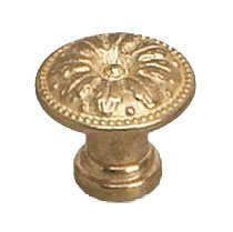 Richelieu Solid Brass 3/4" Diameter Leaf Embossed Knob in Brass