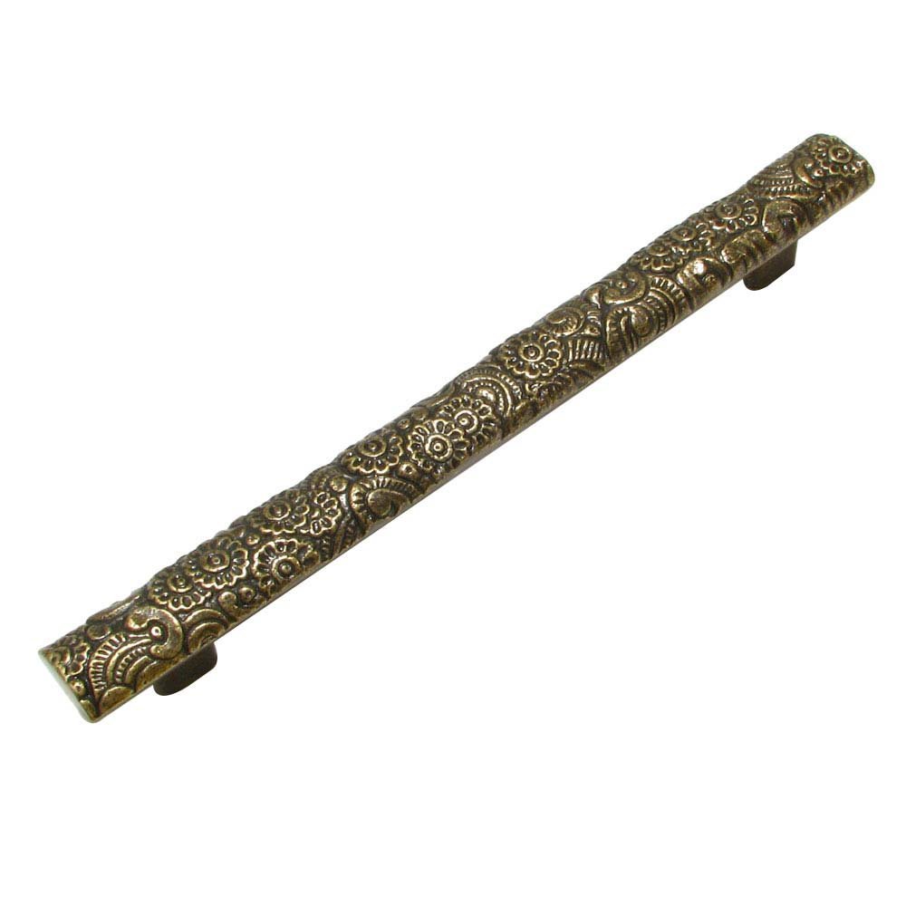 Richelieu Cast Iron 8" Centers Floral Embossed Oversized Bar Pull in English Bronze