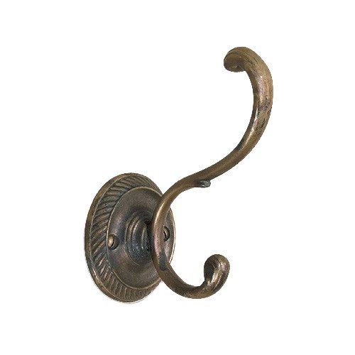 Richelieu Solid Brass 4 7/16" Long Single Coat & Hat Hook in Oxidized Brass
