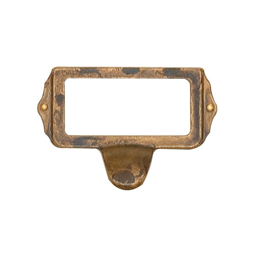 Richelieu 2 27/32" Long Front Mounted Label Holder in Oxidized Brass