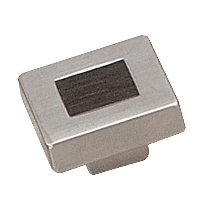 Richelieu 1 11/32" Long Wood Inset Square Knob in Brushed Nickel and Varnished Wenge